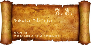 Nekola Mária névjegykártya